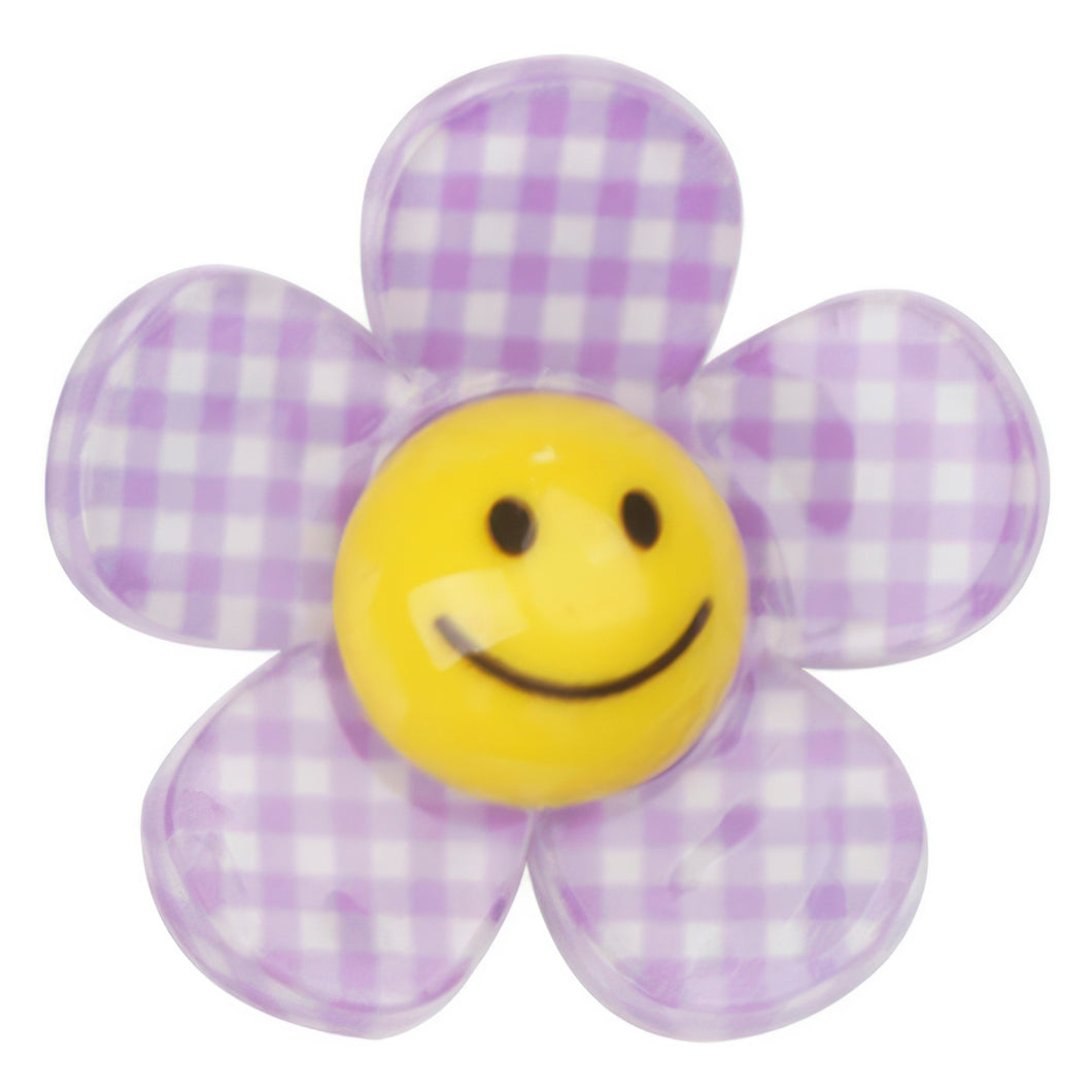 F-31 Fun Flower Check Purple Large (3.4 X 3.4 Cm) WiLLBee CLIPON Charms