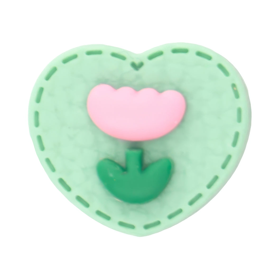 E-24 Stitch Heart Tulip Green (2.3 X 2.1 Cm) WiLLBee CLIPON Charms