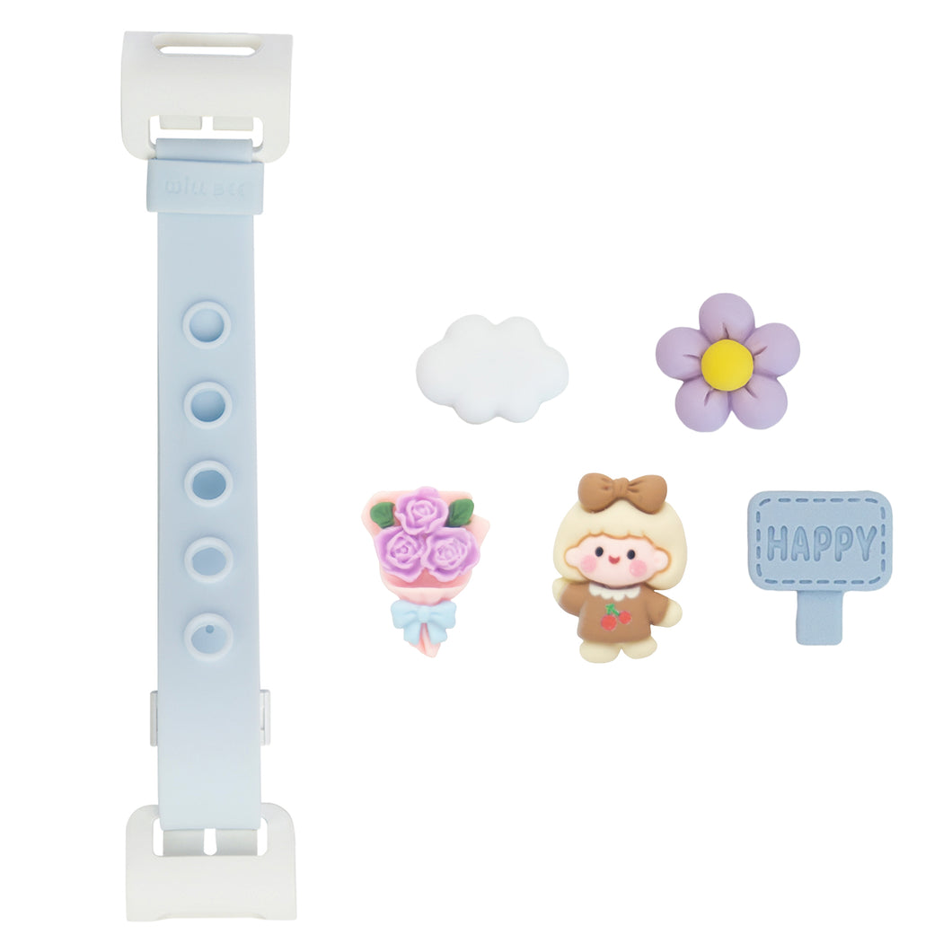 WiLLBee CLIPON Soft Mini with 5pcs Parts - Silicone Strap Grip Holder (Blue & Ribbon Girl)