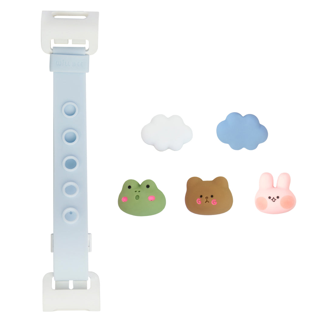 WiLLBee CLIPON Soft Mini with 5pcs Parts - Silicone Strap Grip Holder (Blue & Round Friends)