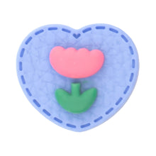 Load image into Gallery viewer, E-25 Stitch Heart Tulip Blue (2.3 X 2.1 Cm) WiLLBee CLIPON Charms
