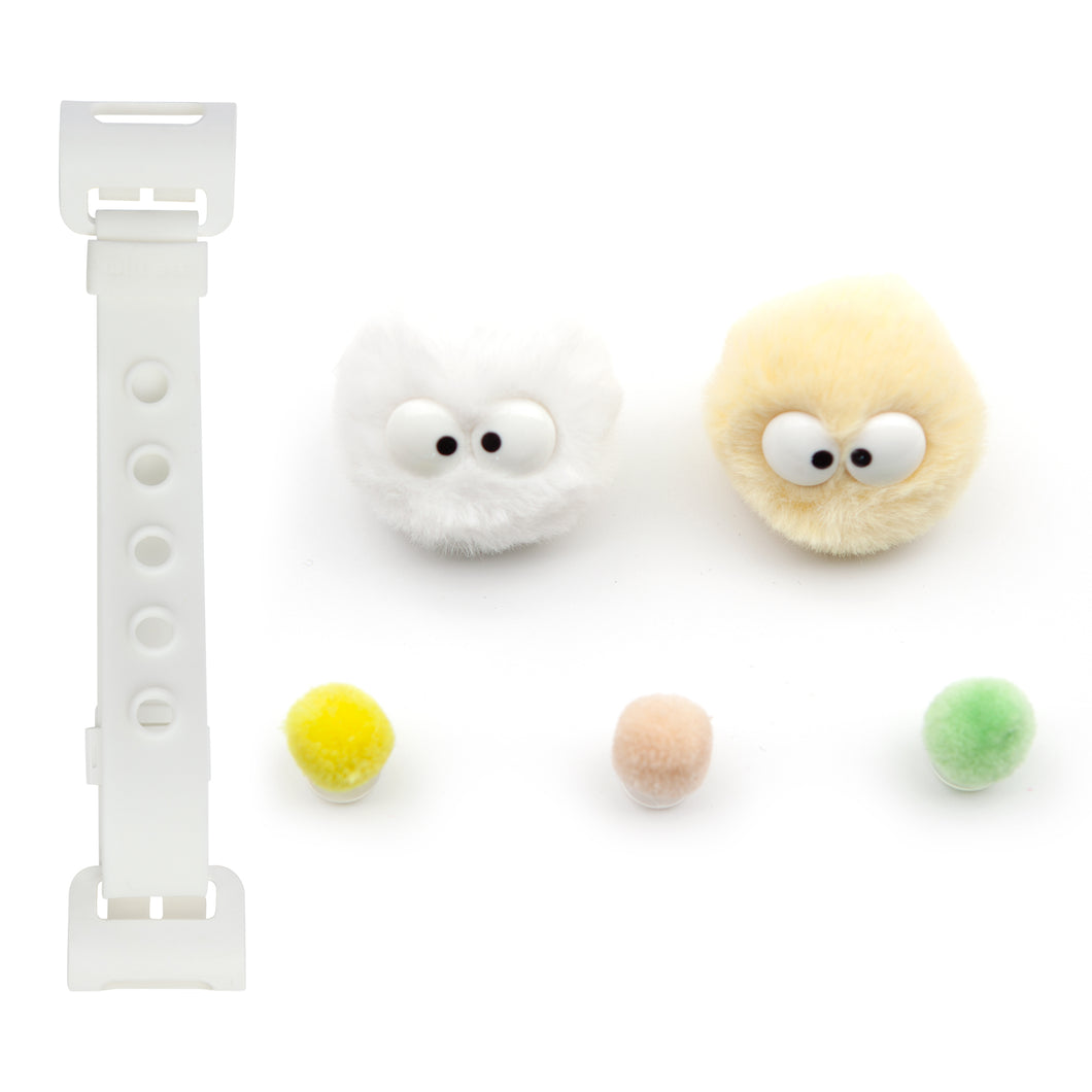 WiLLBee CLIPON Soft Mini with 5pcs Parts - Silicone Strap Grip Holder (White & Pom Pom Doll White)