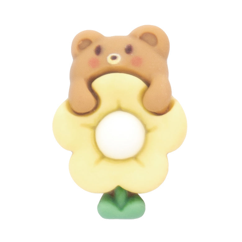 N-42 Cute Bear Hugging Flower (1.9 X 2.8 Cm) WiLLBee CLIPON Charms