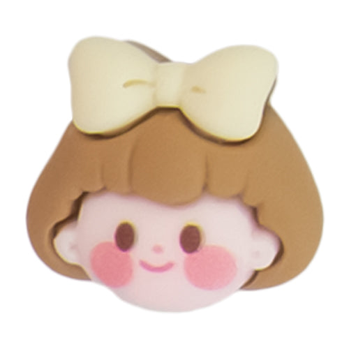 J-14 Ribbon Short Hair Girl Brown (2.3 X 2.1 Cm) WiLLBee CLIPON Charms