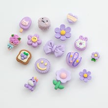 Load image into Gallery viewer, WiLLBee CLIPON Charms Shoe Decoration Parts Set - Purple Flower 15pcs
