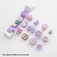 Load image into Gallery viewer, WiLLBee CLIPON Charms Shoe Decoration Parts Set - Purple Flower 15pcs
