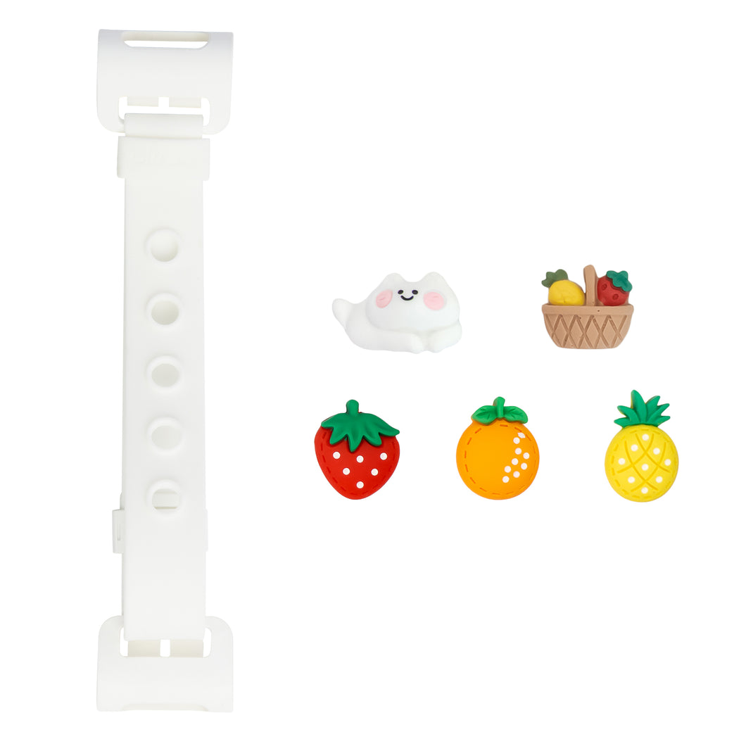 WiLLBee CLIPON Soft Mini with 5pcs Parts - Silicone Strap Grip Holder (White & Fruit Cat)